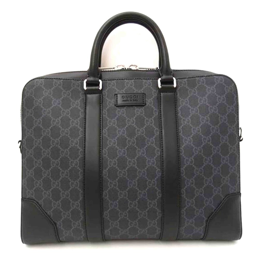 Gucci GG Supreme Briefcase Canvas Leather Black